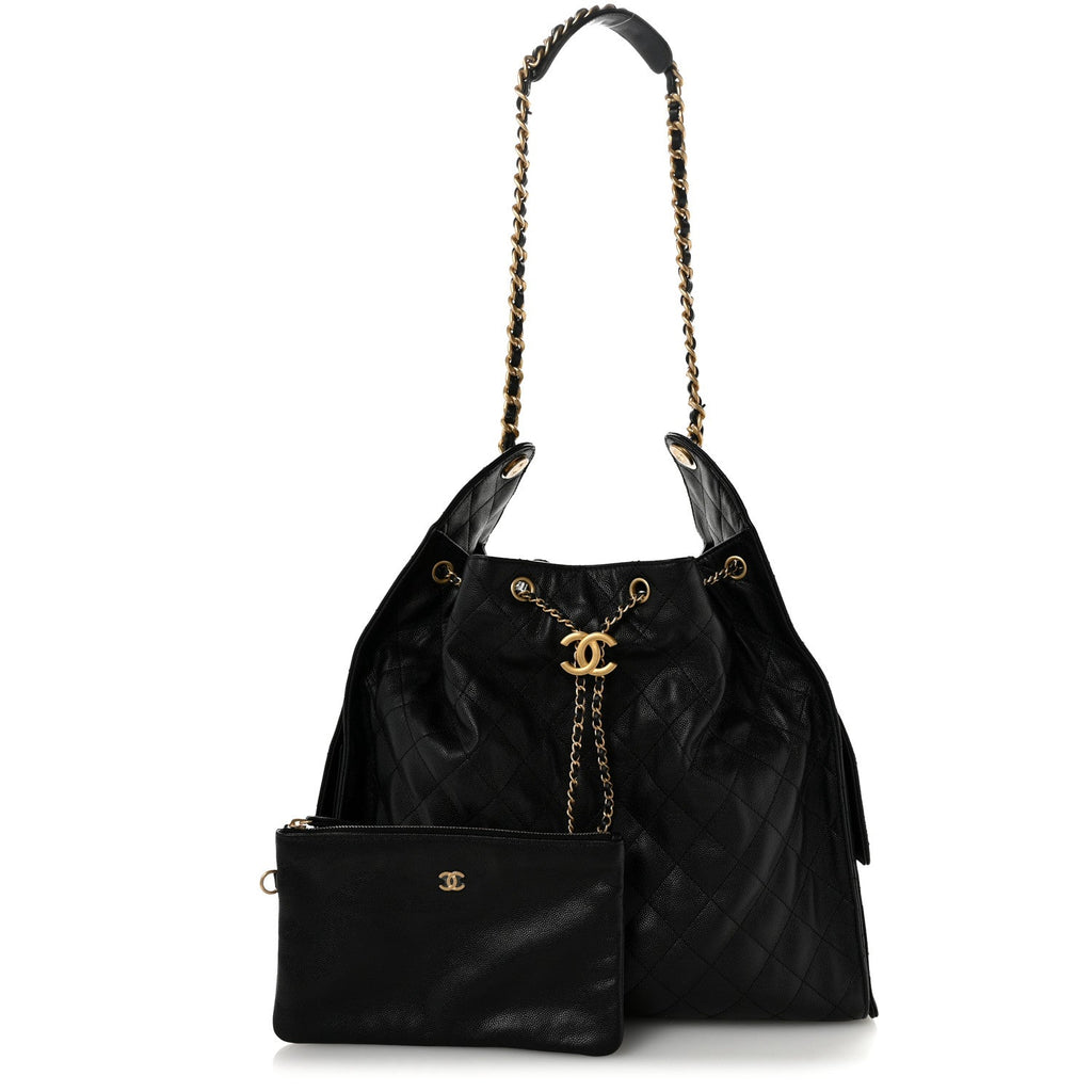 Caviar Quilted Large Chanel 25 Handbag Black