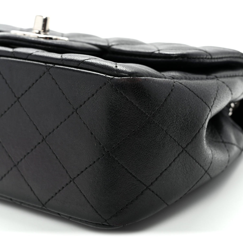 Lambskin Quilted Mini Square Flap Black