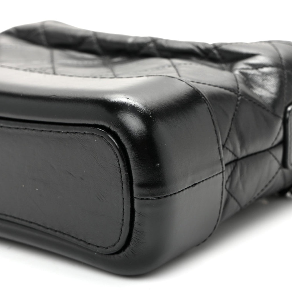 Aged Calfskin Quilted Small Gabrielle Hobo Black