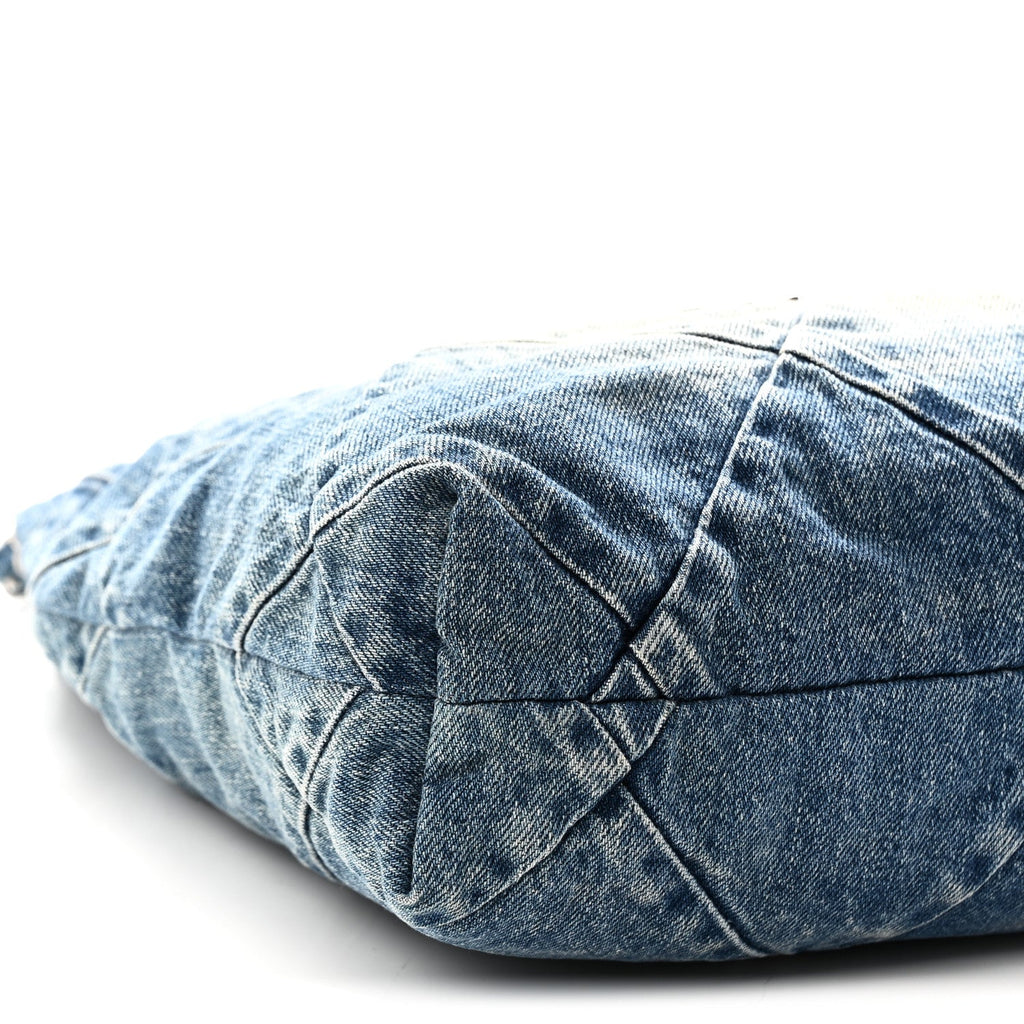 Denim Quilted Small Chanel 22 Blue