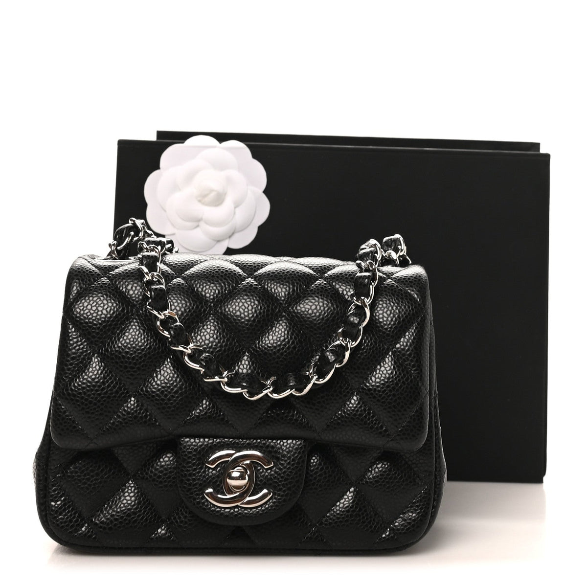Caviar Quilted Mini Square Flap Black