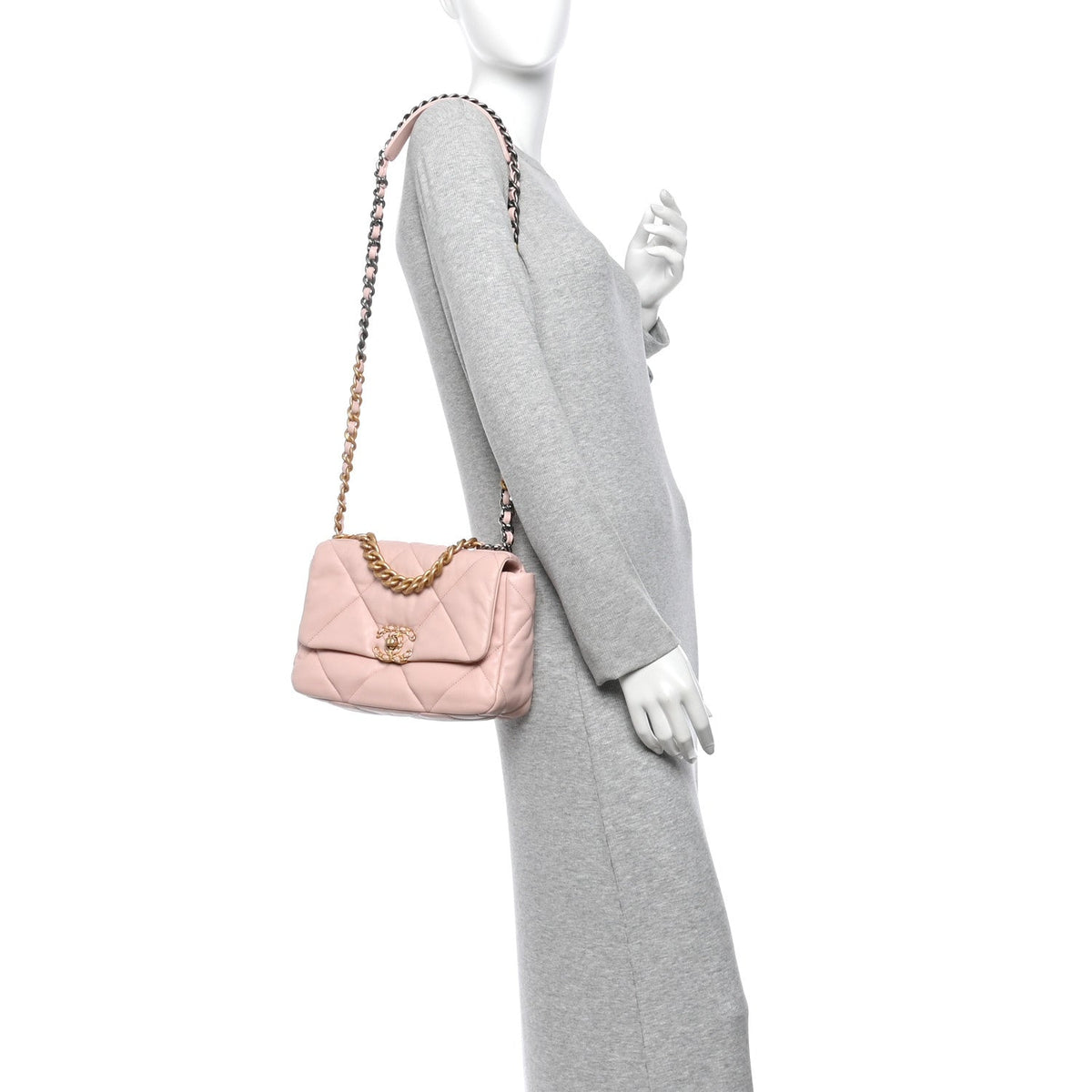 Lambskin Quilted Medium Chanel 19 Flap Light Pink