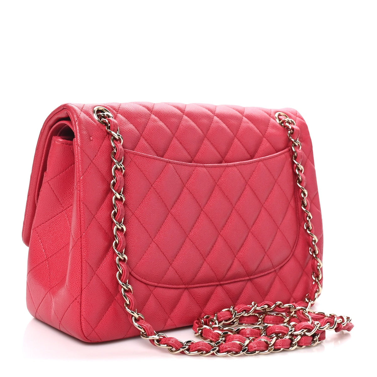 Caviar Quilted Jumbo Double Flap Dark Pink