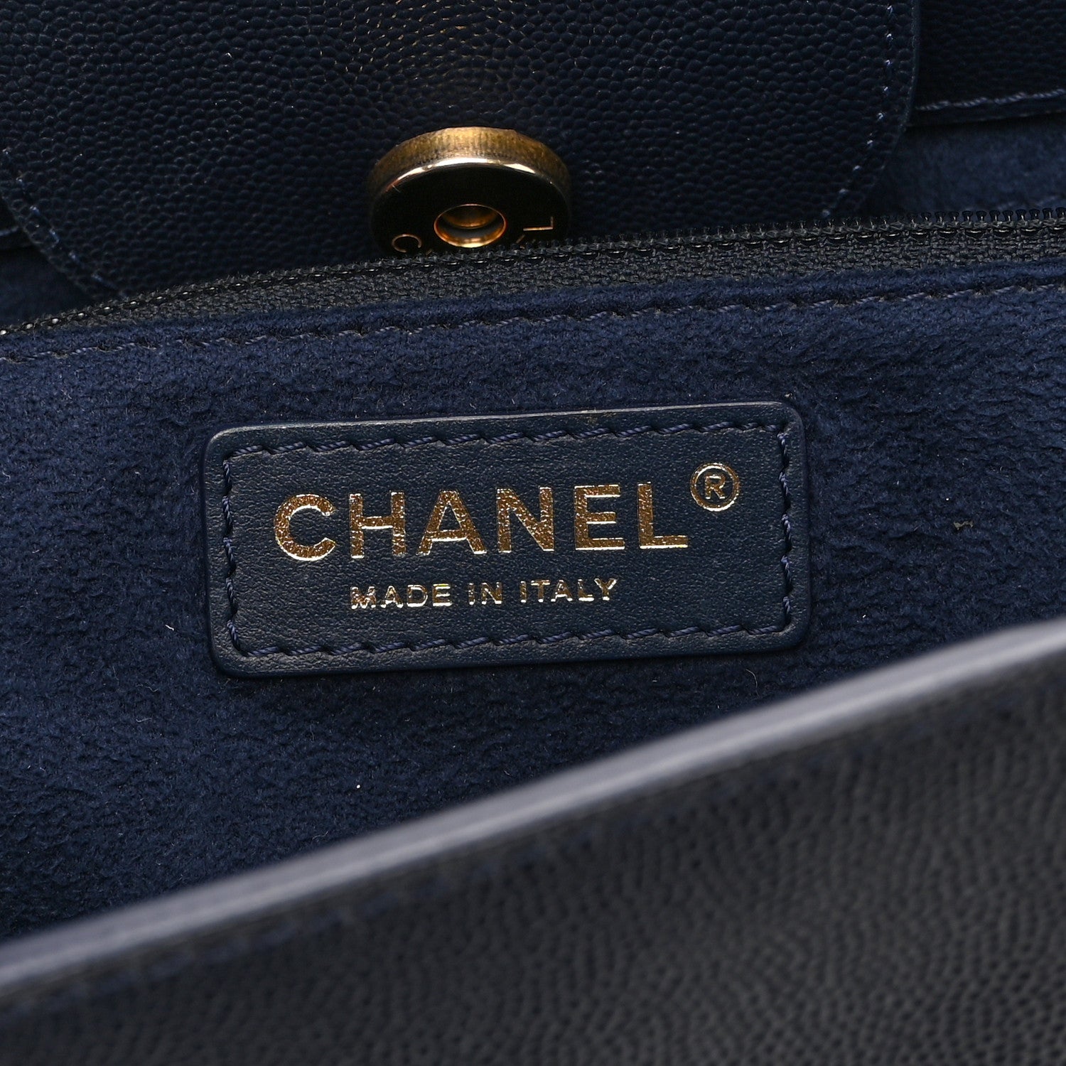 Caviar Small Studded Deauville Tote Navy