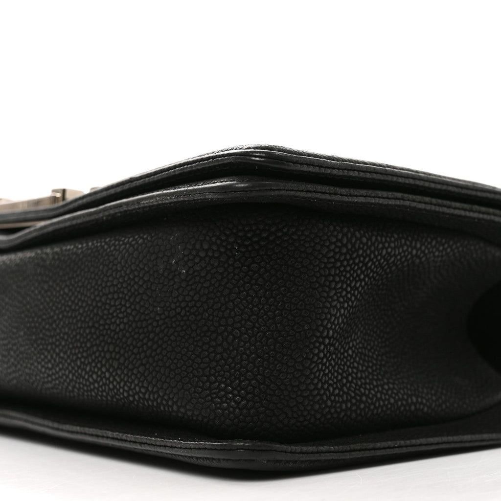 Iridescent Caviar Quilted Medium Boy Flap Black