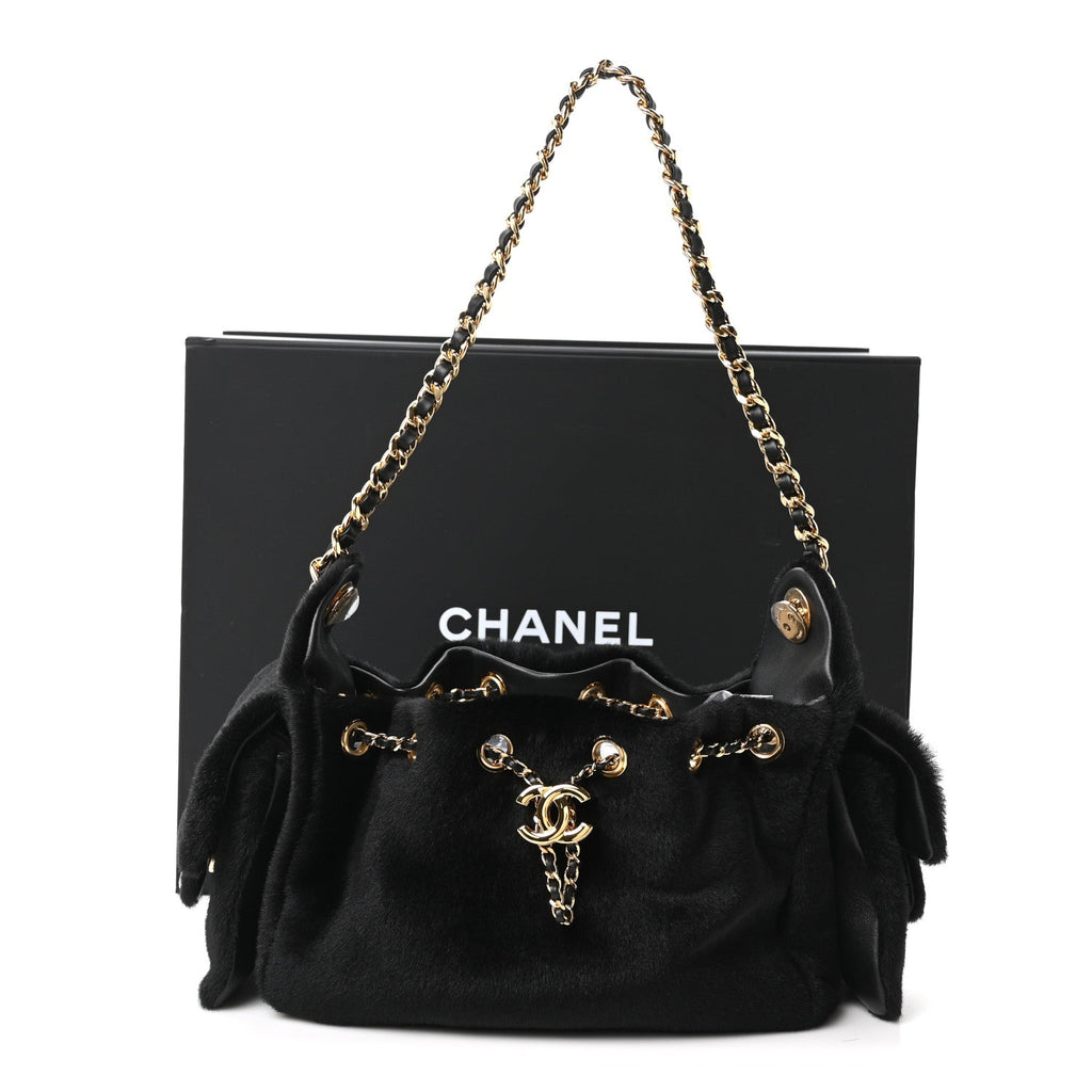 Pony Hair Mini Chanel 25 Handbag Black