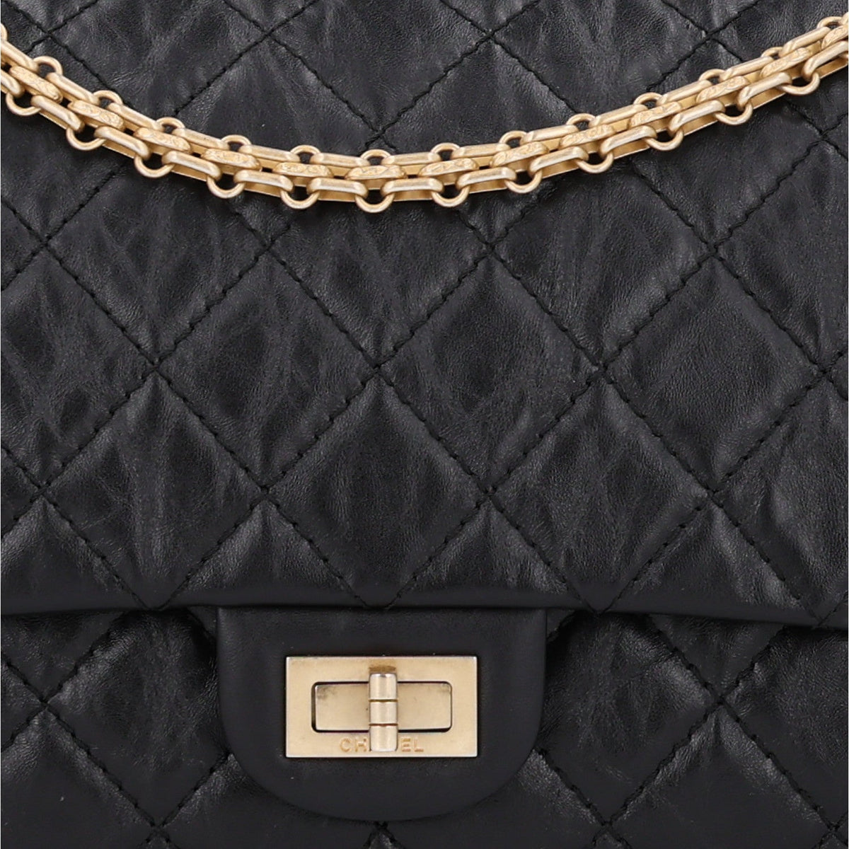 Aged Calfskin Quilted 2.55 Reissue 226 Flap Black