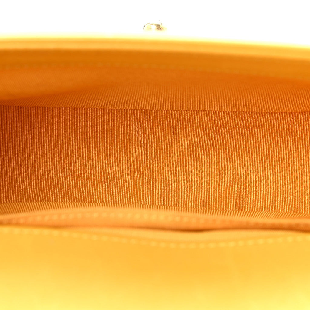 Lambskin Quilted Small Boy Flap Yellow