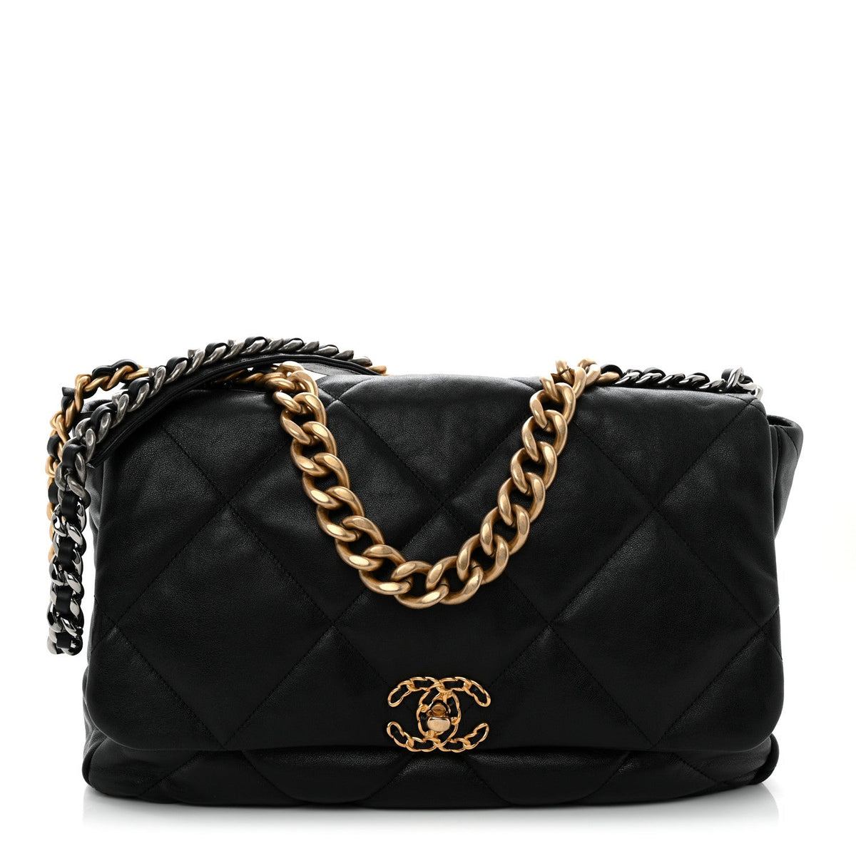 Lambskin Quilted Maxi Chanel 19 Flap Black