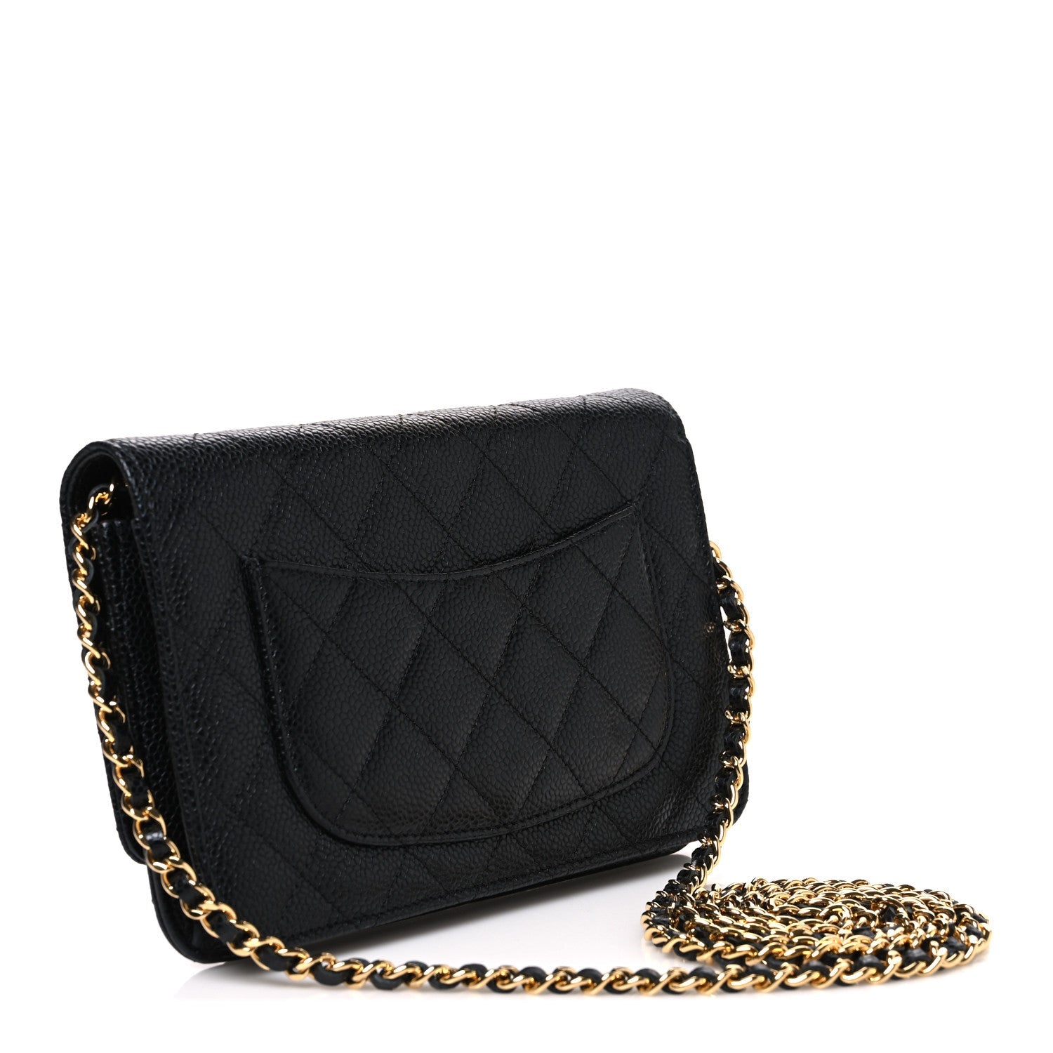 Caviar Quilted Wallet on Chain WOC Black