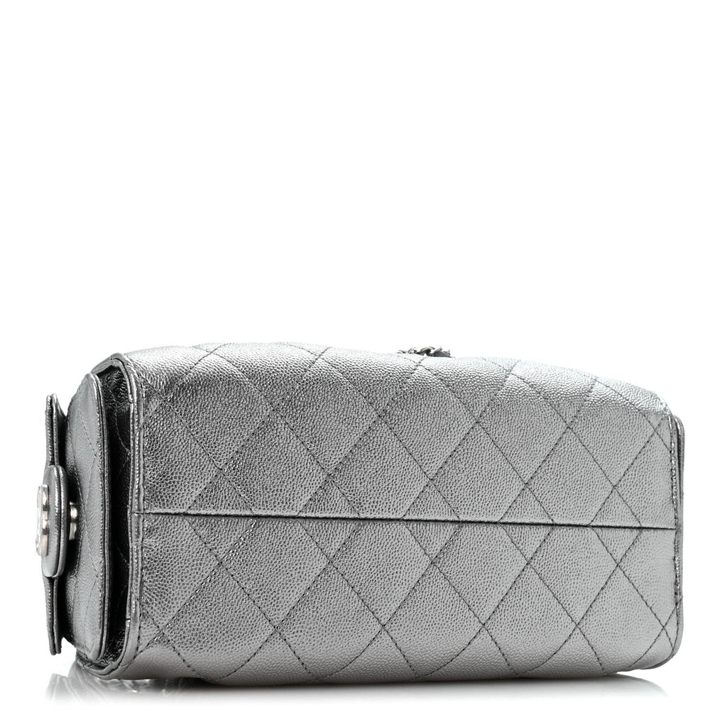 Metallic Caviar Quilted Mini Chanel 25 Handbag Anthracite