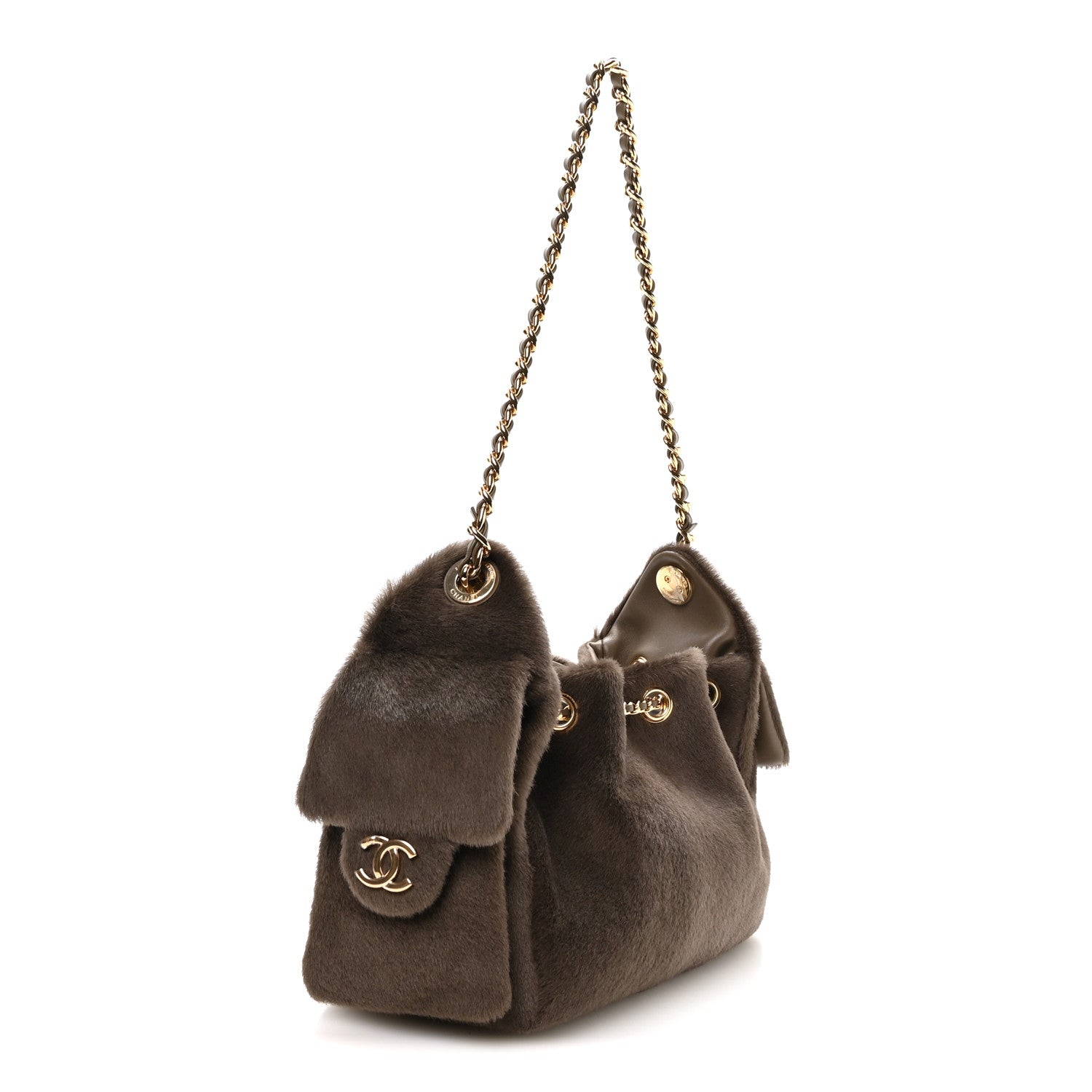 Pony Hair Mini Chanel 25 Handbag Dark Khaki