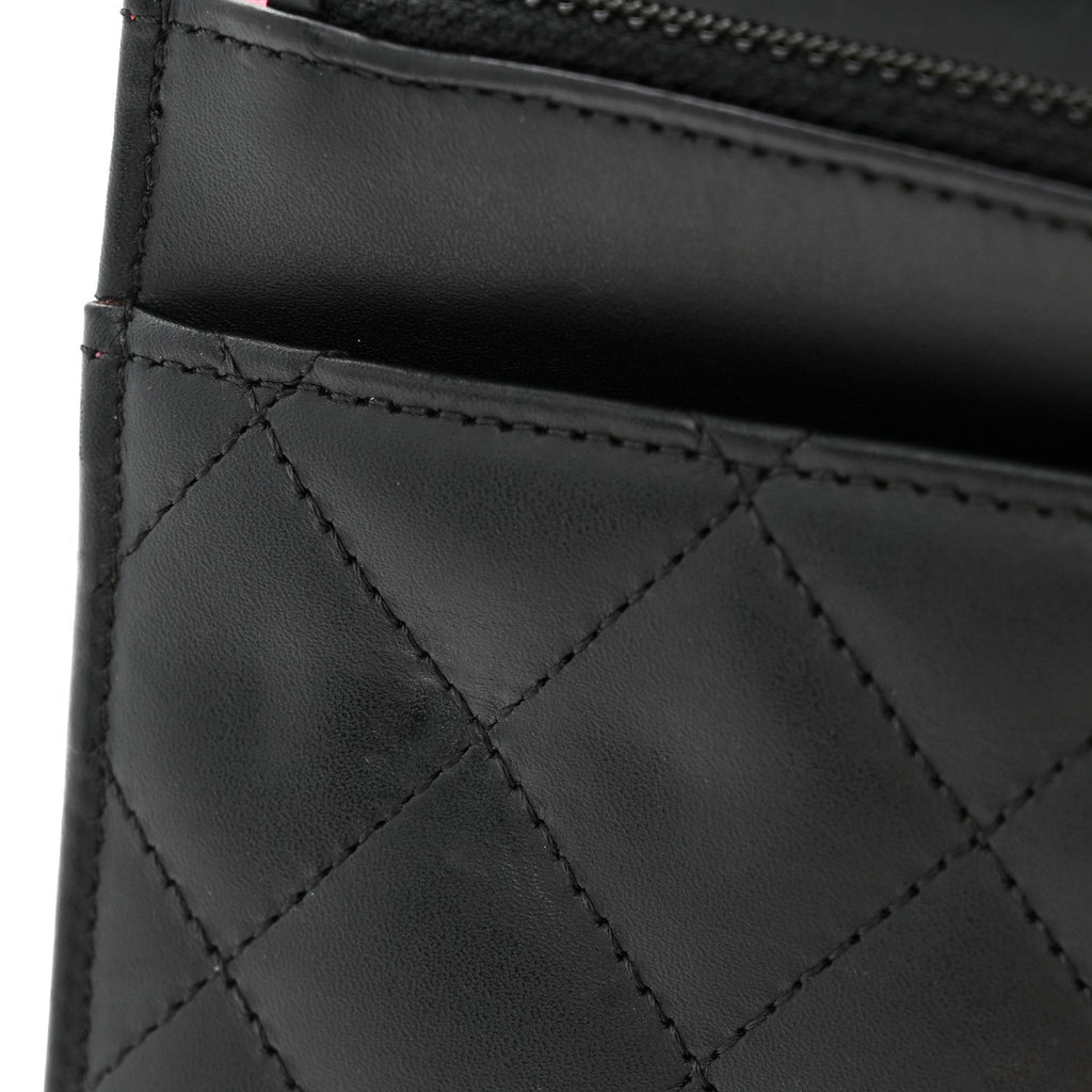 Calfskin Quilted Cambon Wallet on Chain WOC Black
