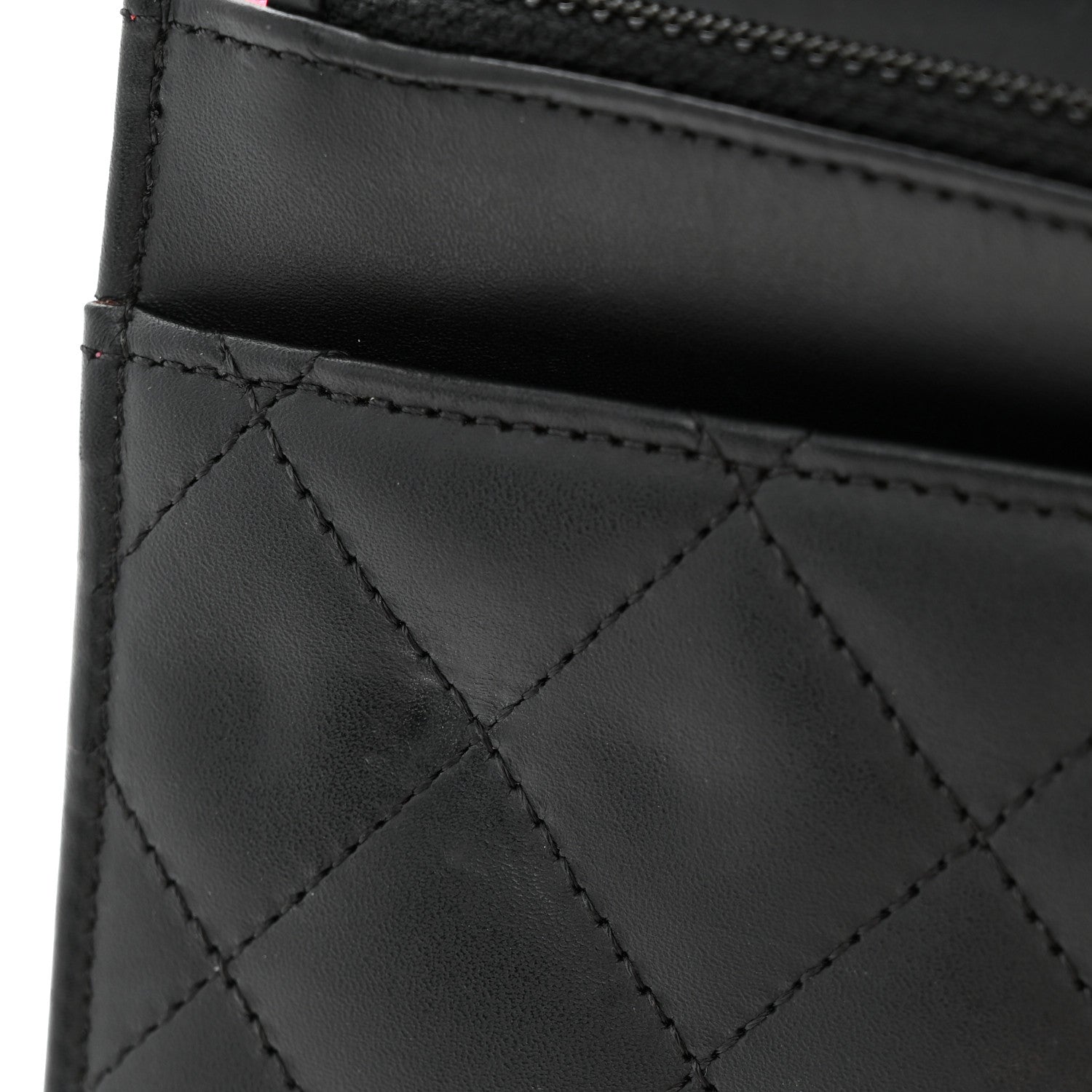 Calfskin Quilted Cambon Wallet on Chain WOC Black