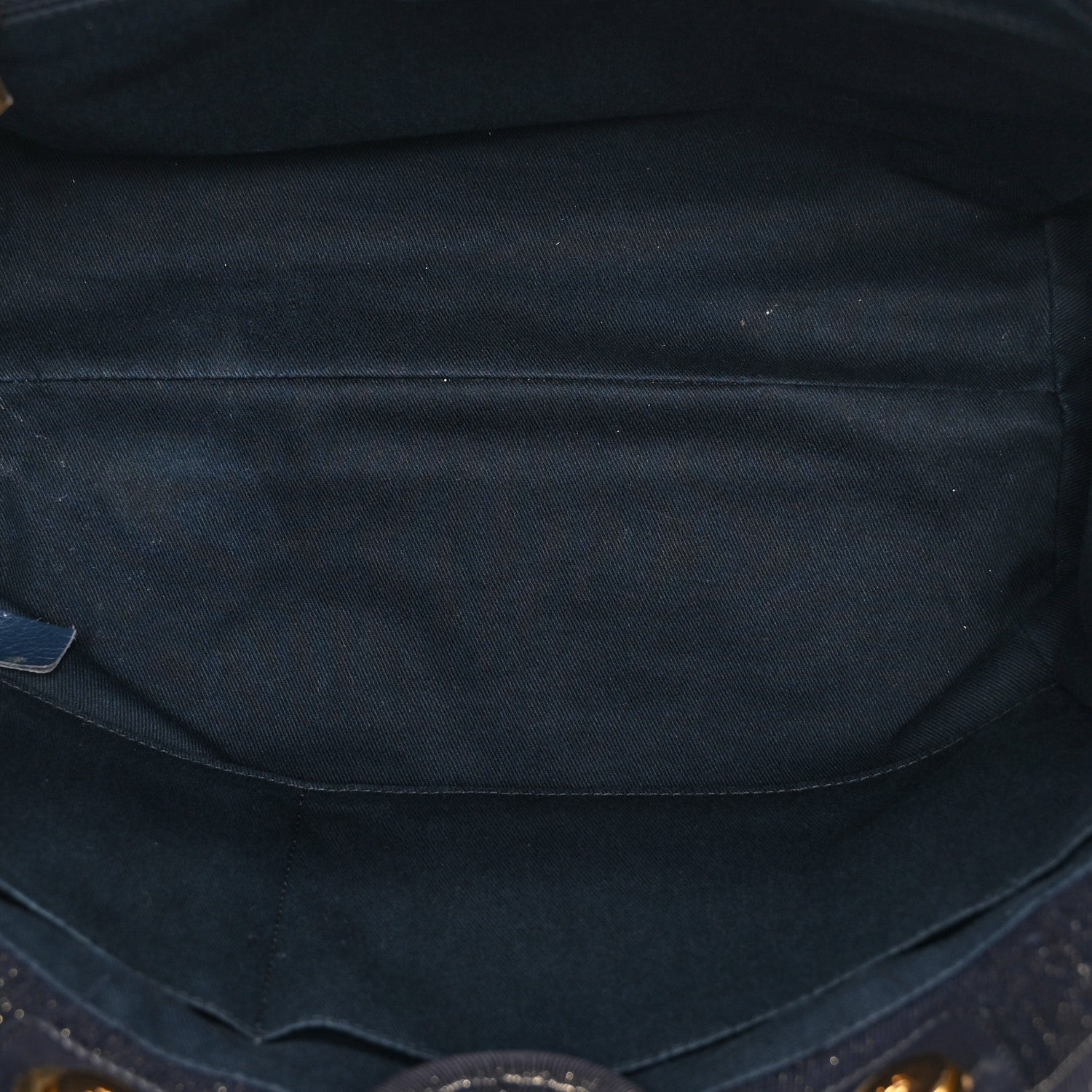 Lurex Canvas Small Deauville Tote Navy Blue Gold