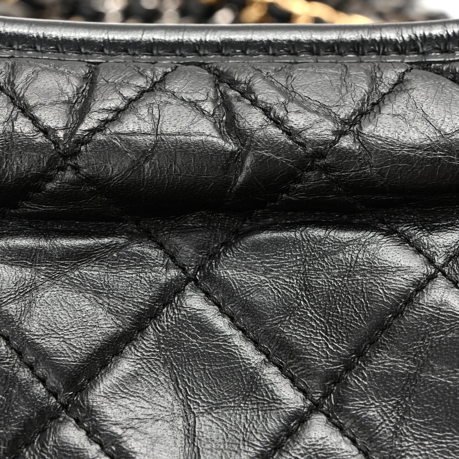 Aged Calfskin Quilted Small Gabrielle Hobo Black
