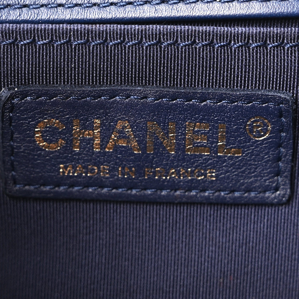 Lambskin Quilted Medium Boy Flap Dark Navy