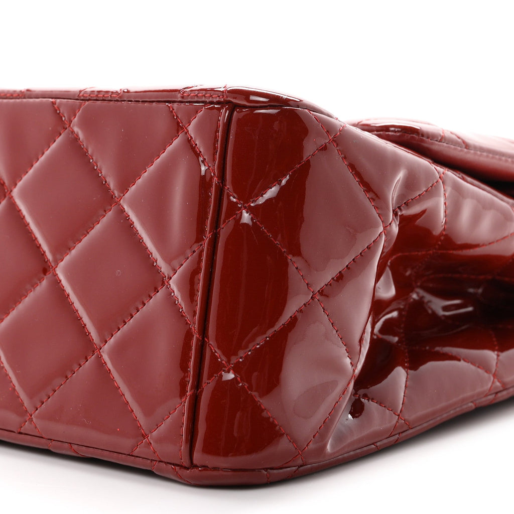 Patent Quilted Maxi Double Flap Red