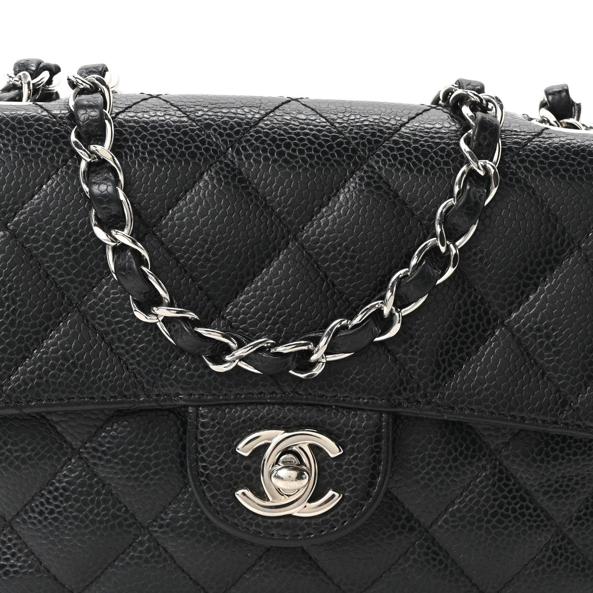 Caviar Quilted Mini Square Flap Black