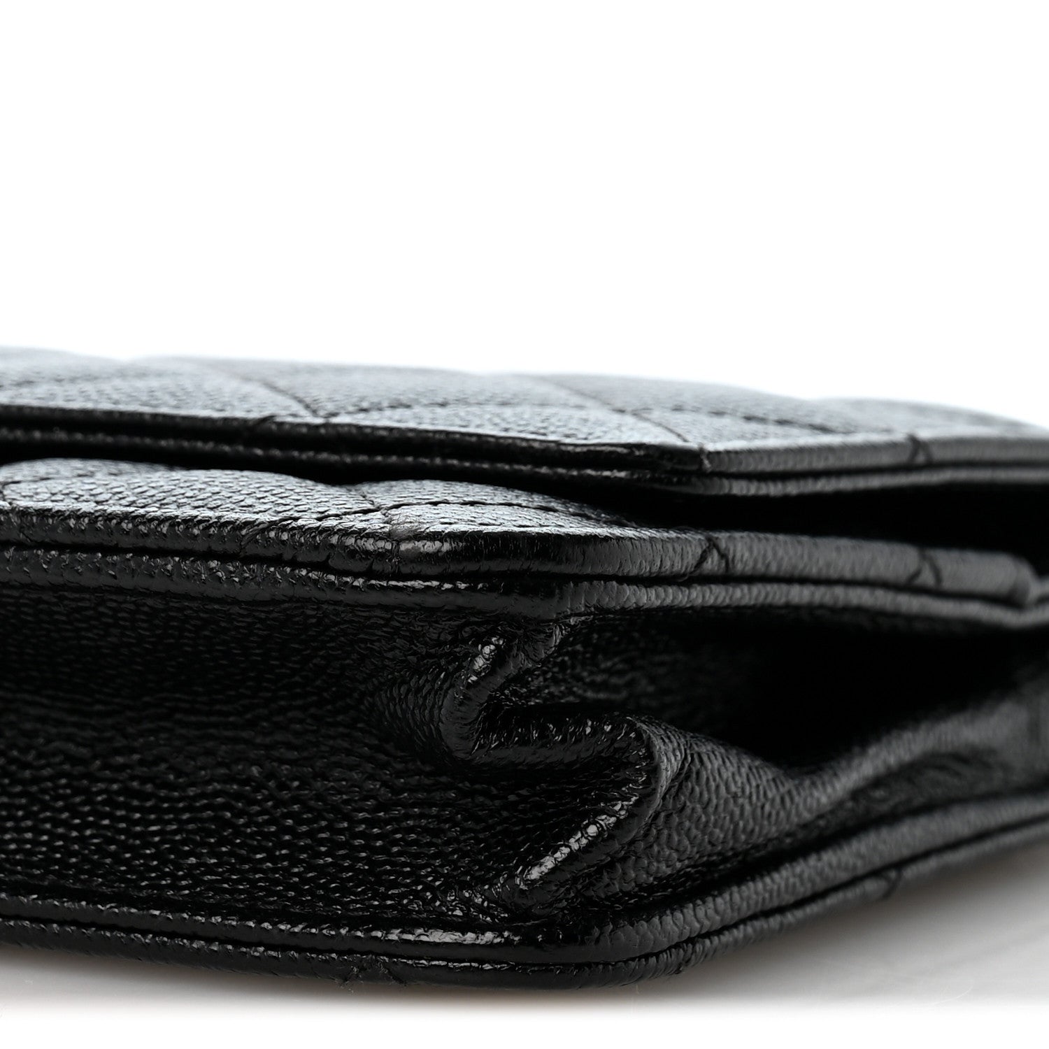 Caviar Quilted Golden Class Wallet On Chain WOC Black