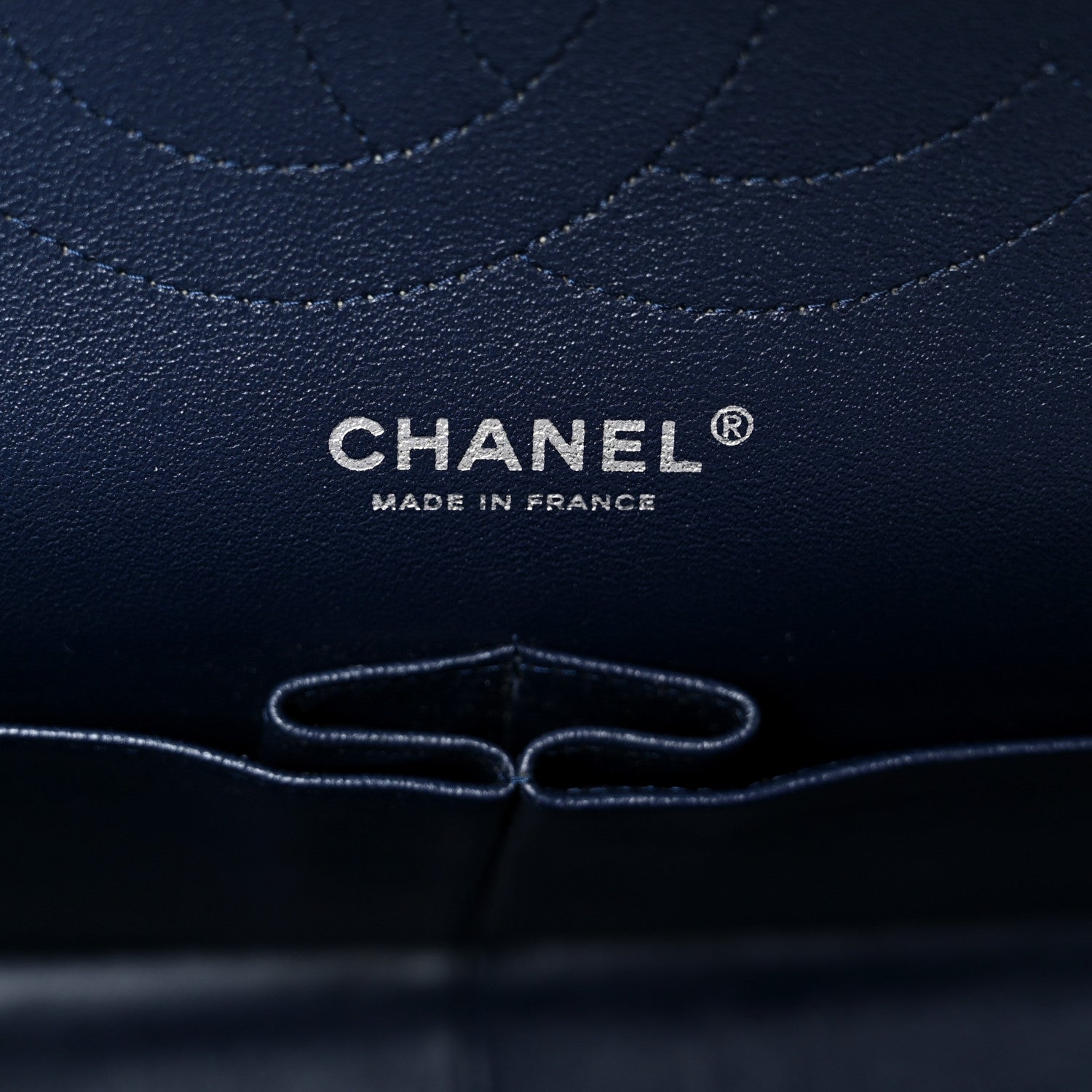 Lambskin Quilted Jumbo Double Flap Navy