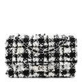 Tweed Sequin Quilted Medium Double Flap Black White