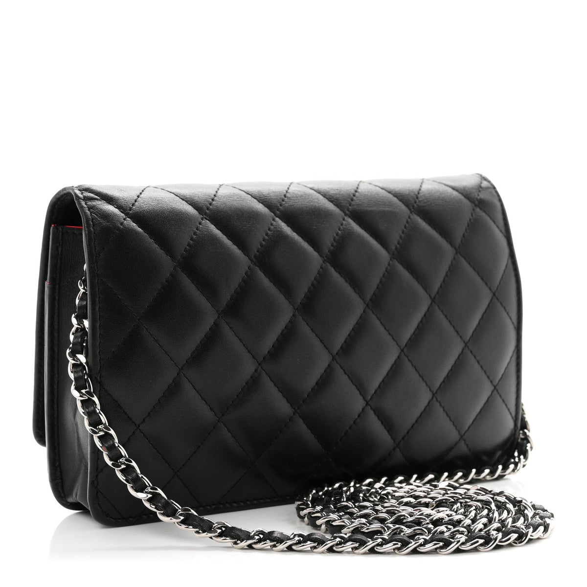 Calfskin Quilted Cambon Wallet on Chain WOC Black