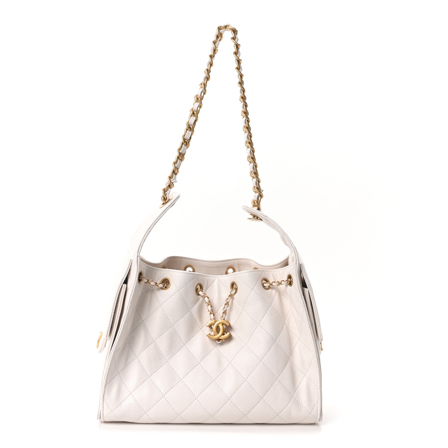Caviar Quilted Small Chanel 25 Handbag White