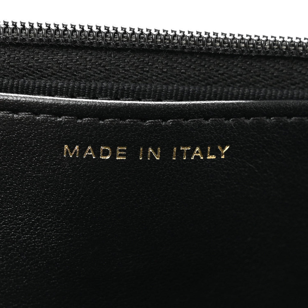 Lambskin Quilted Logo WOC Wallet On Chain Black