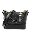 Aged Calfskin Quilted Small Gabrielle Hobo Black