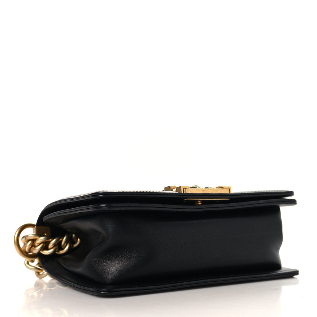 Lambskin Quilted Small Boy Flap Black