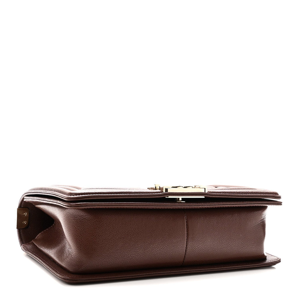 Caviar Quilted Medium Boy Flap Brown