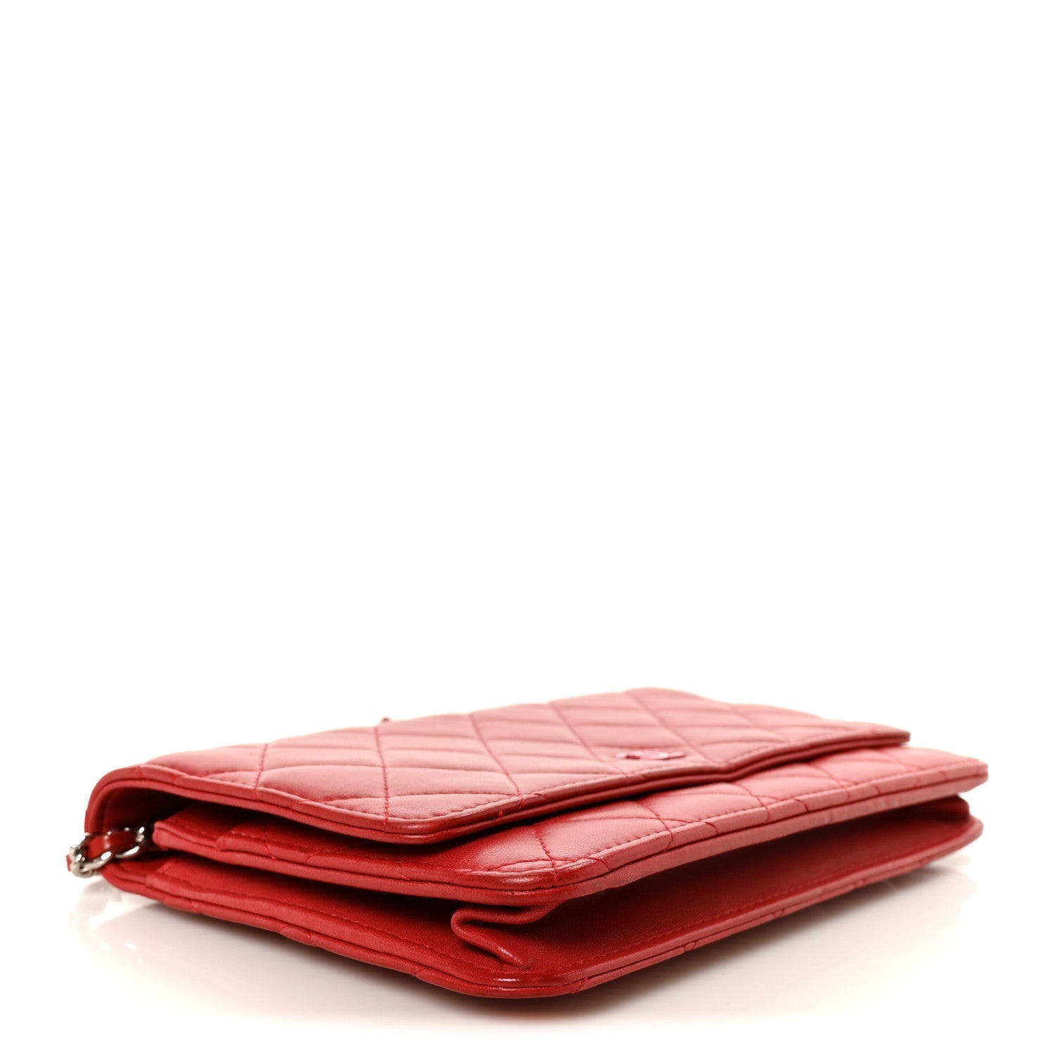 Lambskin Quilted Wallet On Chain WOC Red Pink