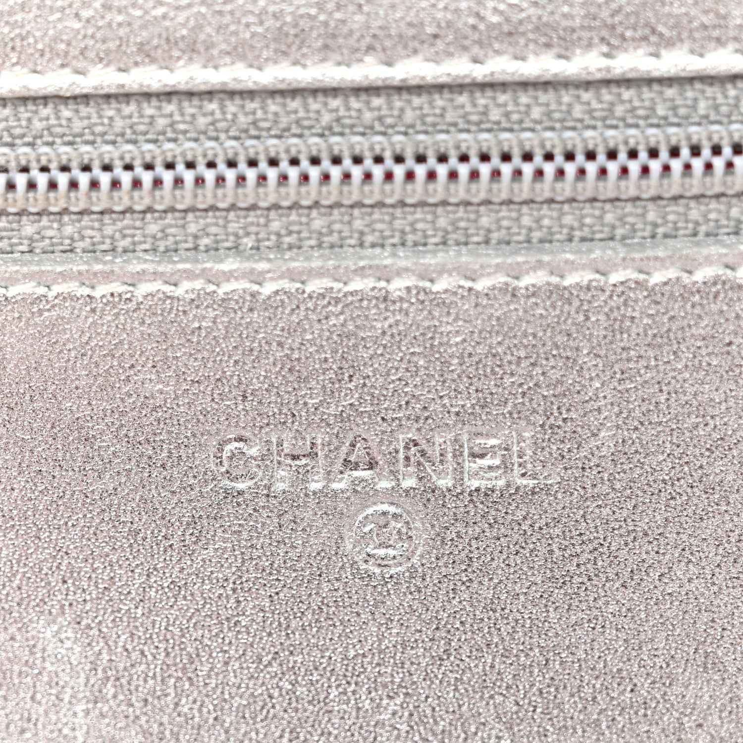 Metallic Lambskin Quilted Wallet On Chain WOC Silver