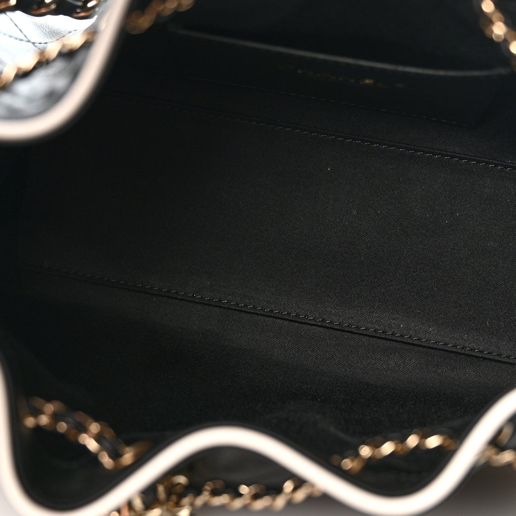 Calfskin Quilted Mini Chanel 25 Handbag Black White