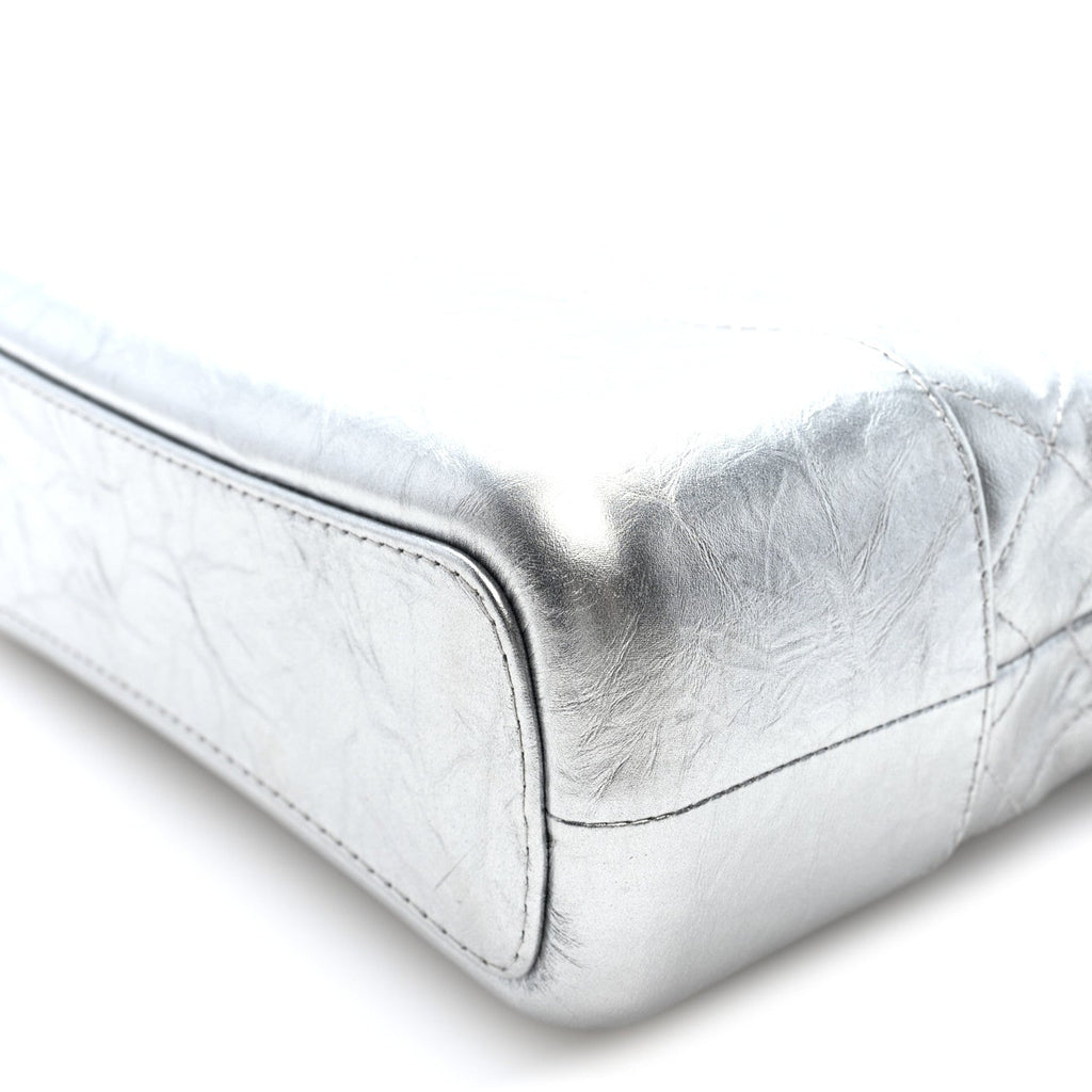 Metallic Lambskin Calfskin Quilted Medium Gabrielle Hobo Silver