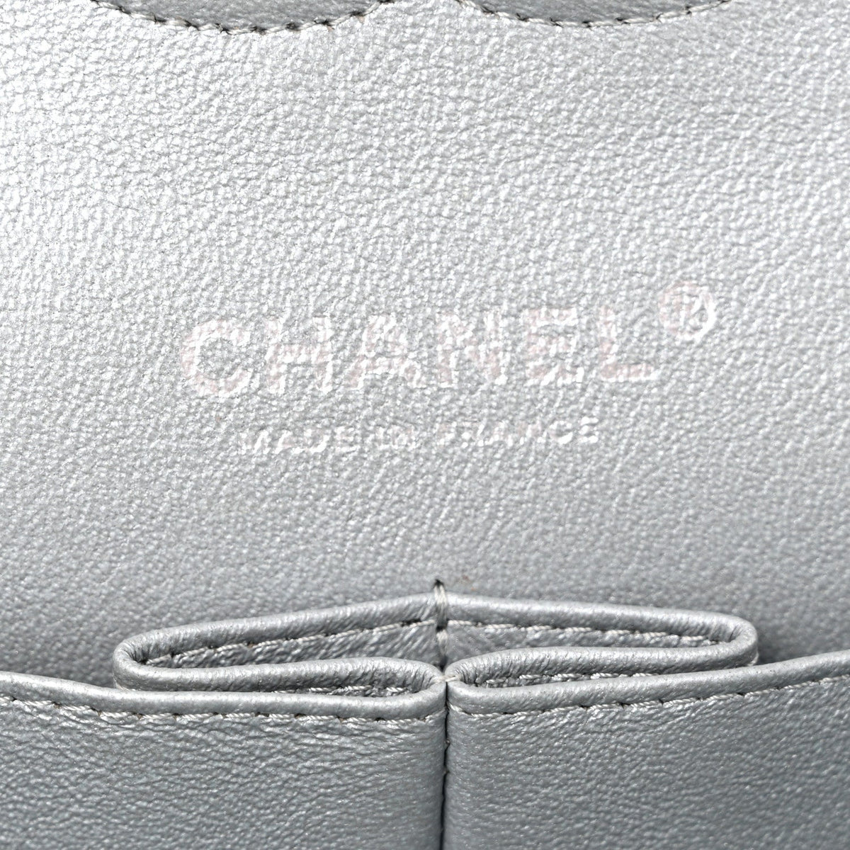 Metallic Lambskin Quilted Medium Double Flap Silver