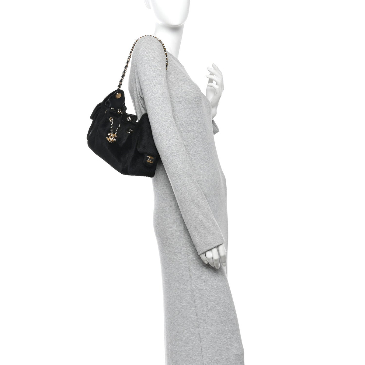 Pony Hair Mini Chanel 25 Handbag Black