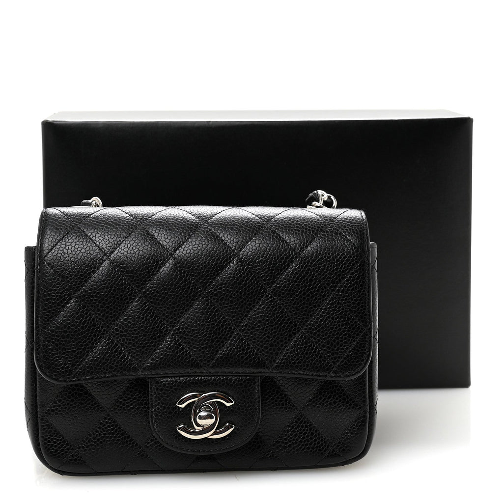 Caviar Quilted Mini Square Flap Black