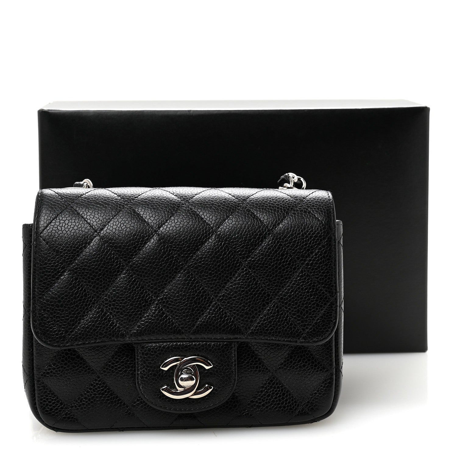 Caviar Quilted Mini Square Flap Black