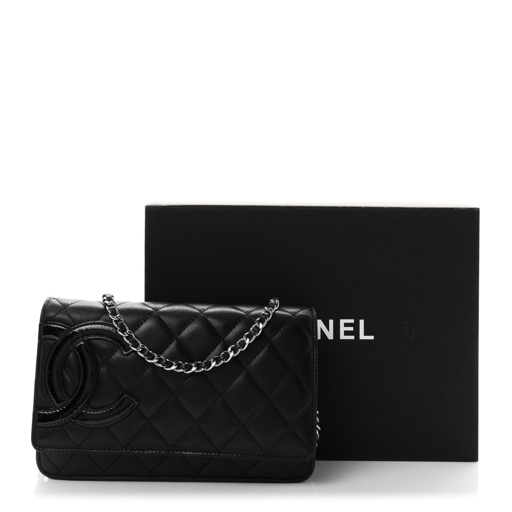 Calfskin Quilted Cambon Wallet on Chain WOC Black