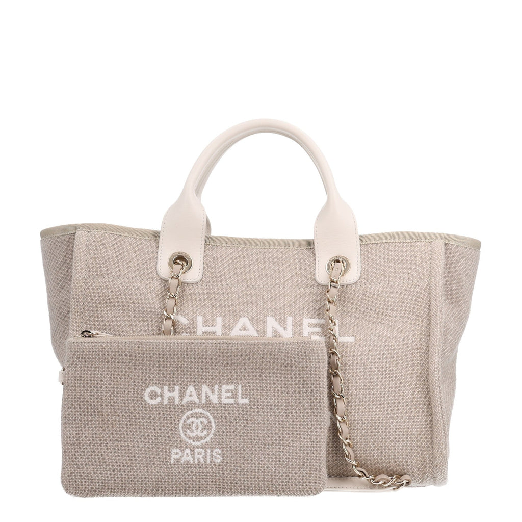 Mixed Fibers Calfskin Small Deauville Tote Grey