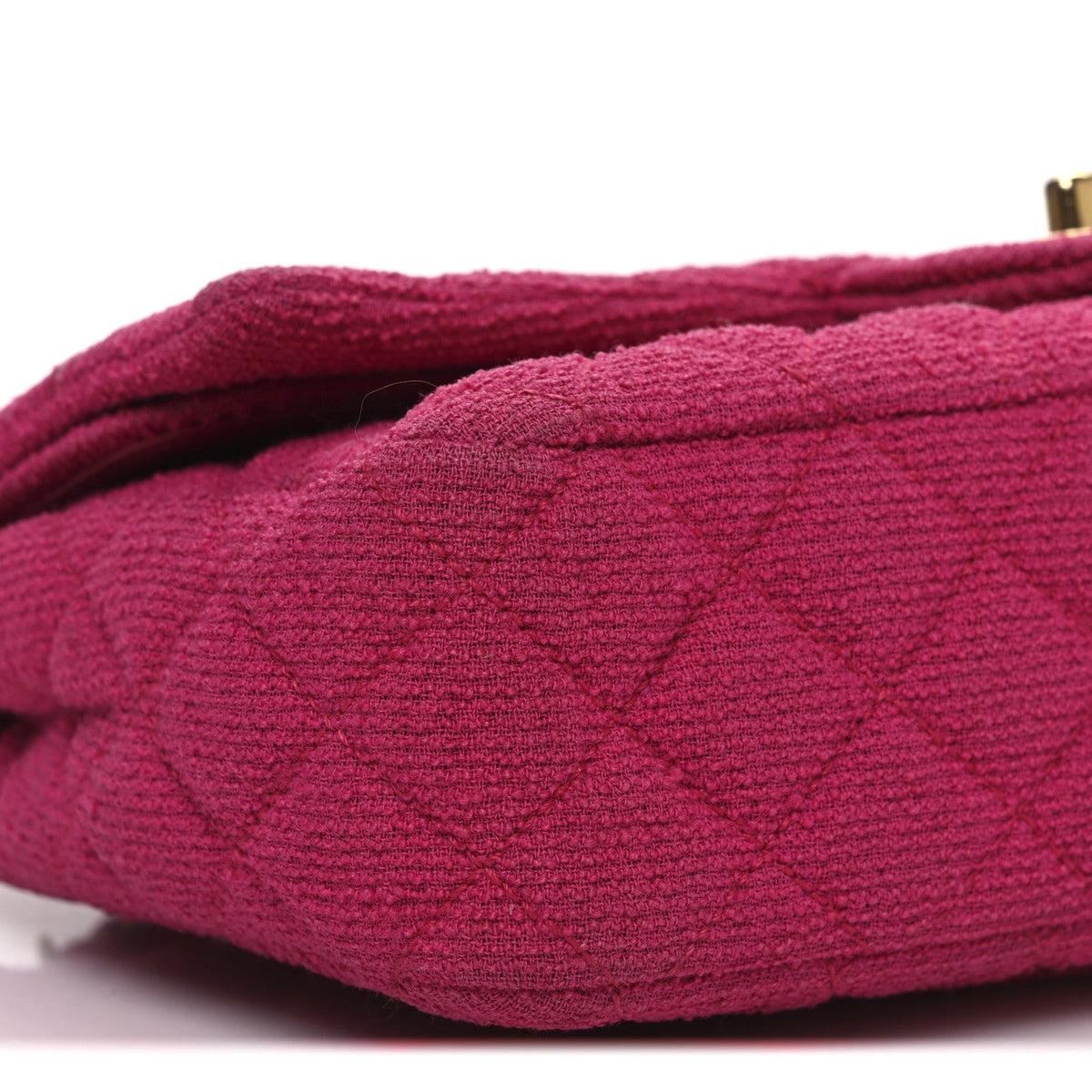 Tweed Quilted Medium Double Flap Fuchsia