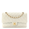 Caviar Quilted Medium Double Flap Light Blue