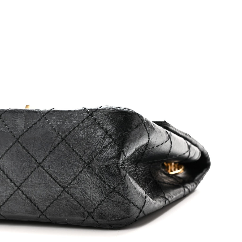 Aged Calfskin Quilted 2.55 Reissue Mini Flap Black
