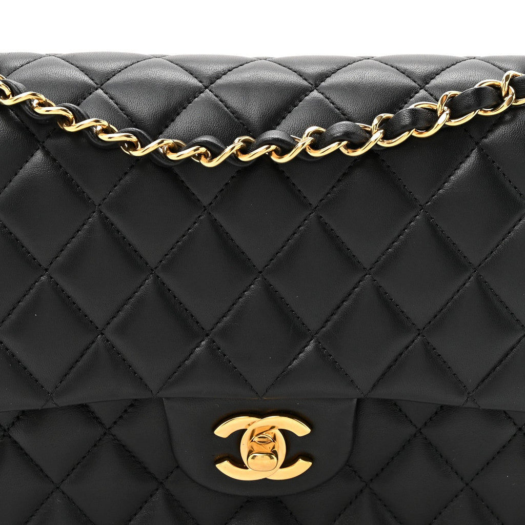 Lambskin Quilted Small Double Flap Black