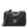 Goatskin Quilted Medium Chanel 19 Flap Navy Blue