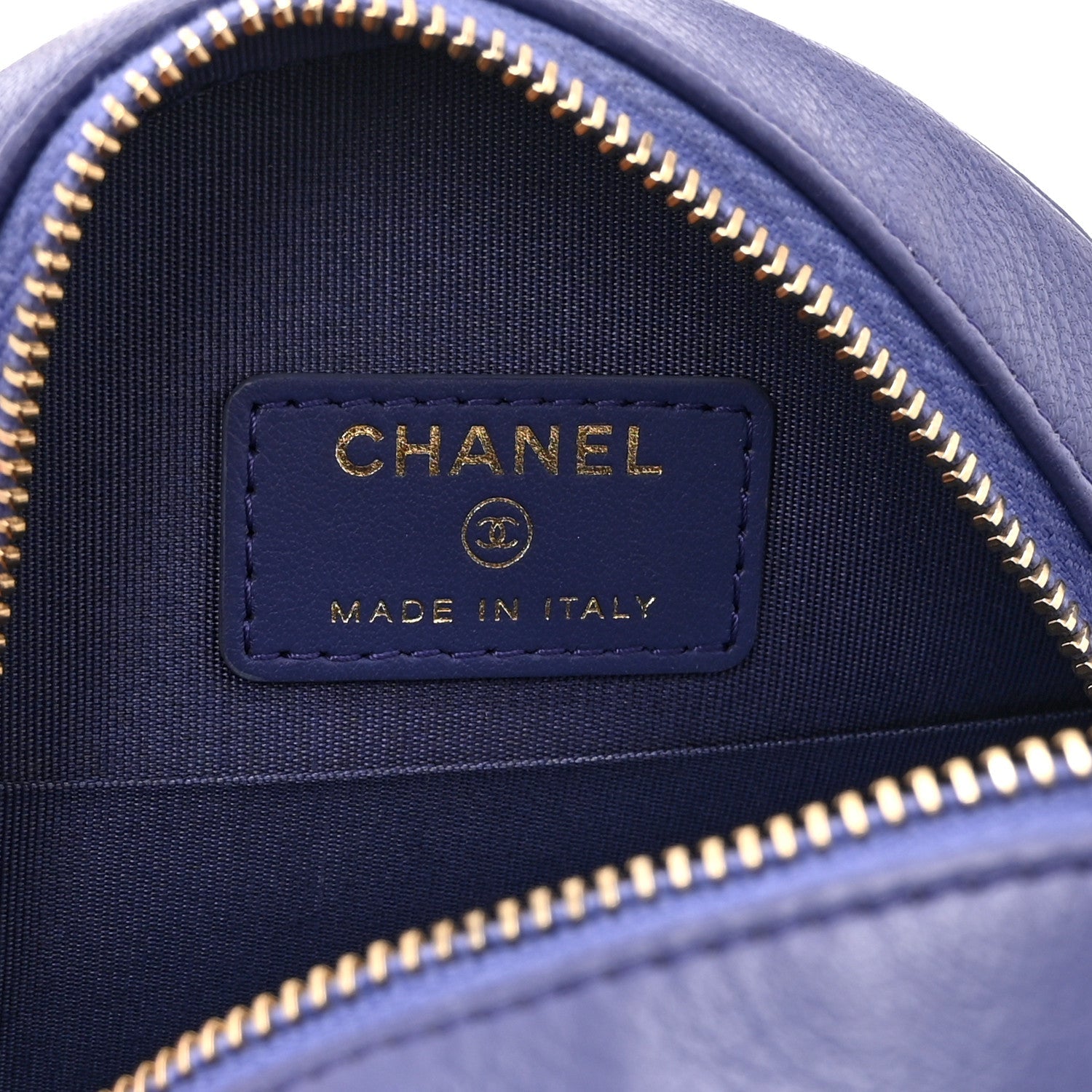 Lambskin Quilted Chanel 19 Round Clutch With Chain Purple