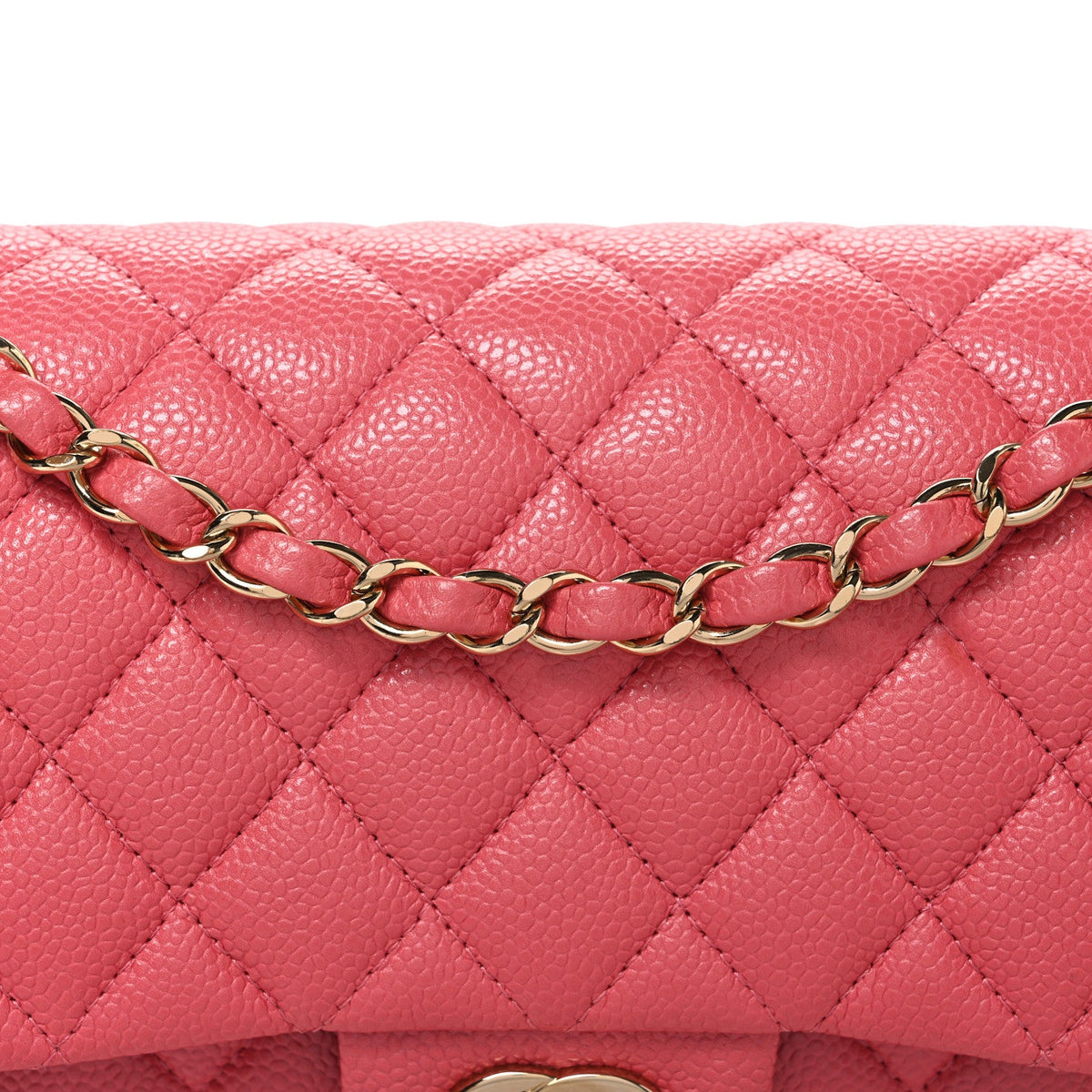 Caviar Quilted Medium Double Flap Pink