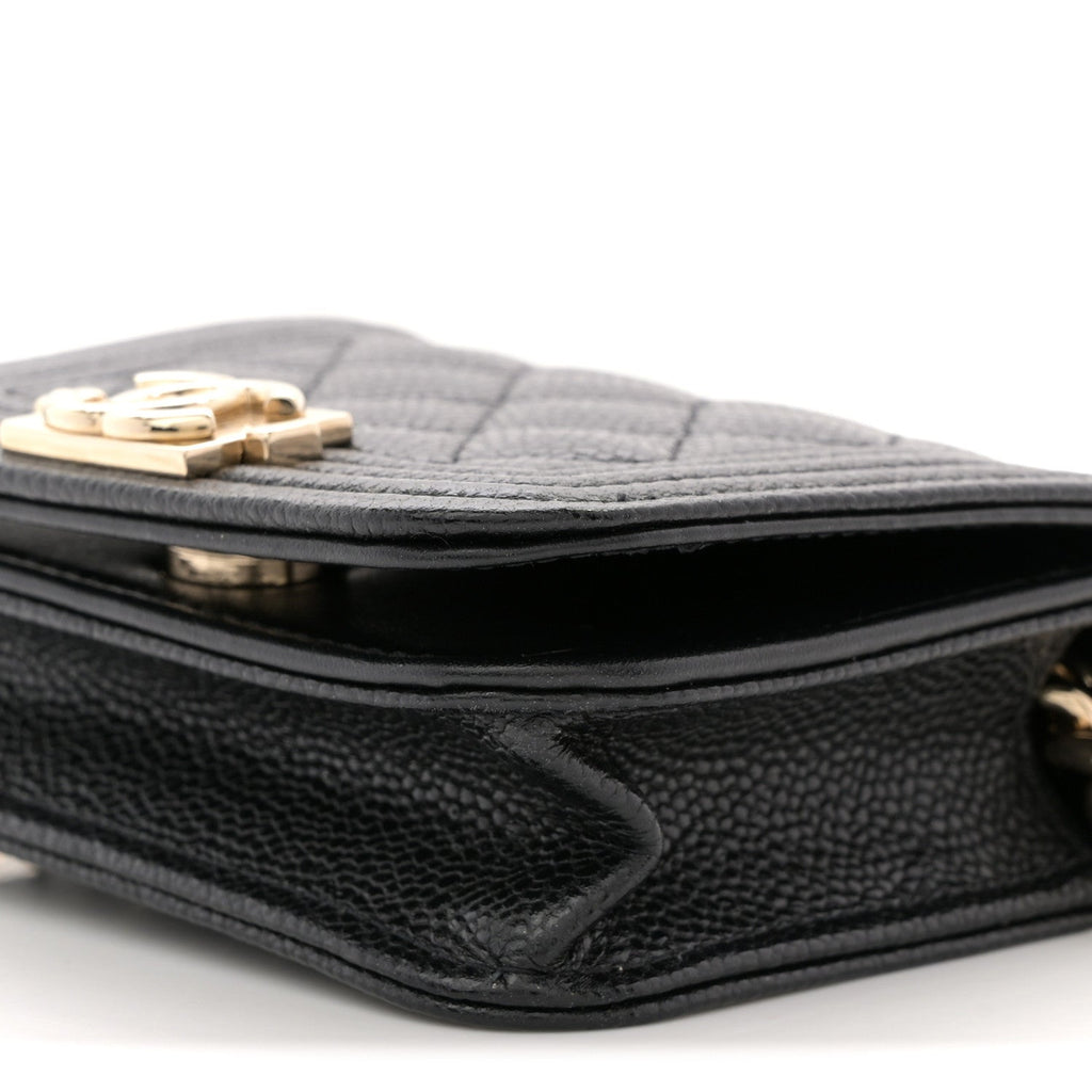 Caviar Quilted Boy Flap Waist Belt Bag Black